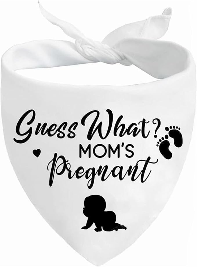 Pregnancy Announcement Dog Bandanas, Guess What? My Mom is Pregnant Reveal Scarf by Lcekterur