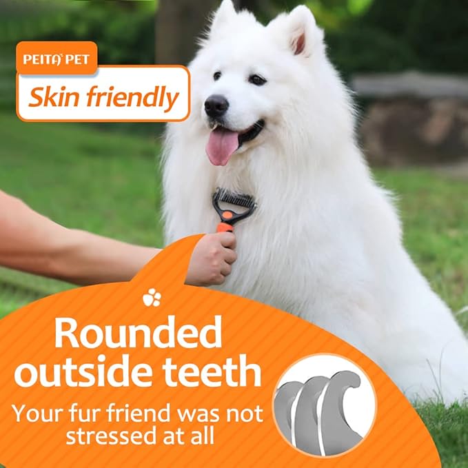 Undercoat Rake for Dogs, 2 in 1 Dematting Comb & Deshedding Tool for Long Hair - Image 4