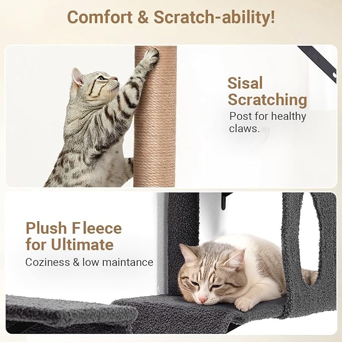 Cat Wall Shelves, 5-in-1 Cat Furniture Set, Wooden Cat Climber - Image 3