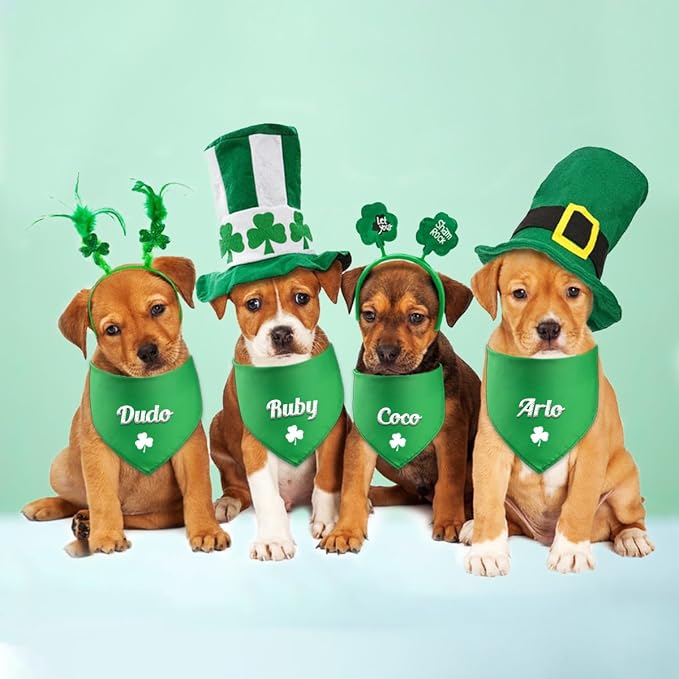 St. Patrick's Day Personalized Dog Bandana Embroidered Name Custom Neckwear Dog - Image 6