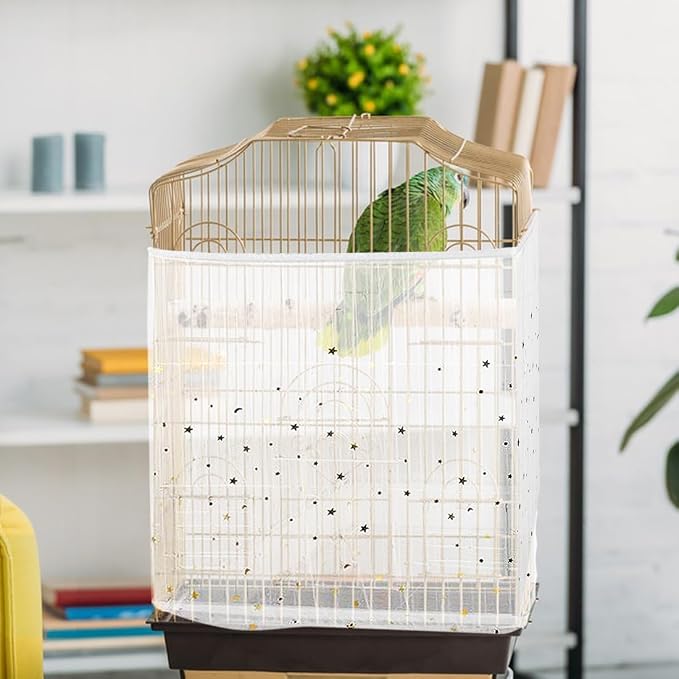 Bird Cage Seed Catcher, Seed Catcher Guard Net Cover, Parrot Nylon Mesh Net - Image 4
