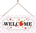 Welcome Sign for Front Door, Welcome Decor Wooden Hanging Sign for Girl Room by corner+wind