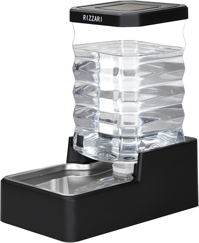 RIZZARI Stainless Steel Pet Water Feeder: 9L Large Gravity Waterer by RIZZARI