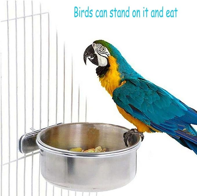 PINVNBY Parrot Feeding Cups Birds Food Dish Stainless Steel Parrot Feeders - Image 5