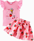 Girls Skirt Set 2 Piece Outfit Toddler Summer Clothes Ruffle Sleeve T-Shirt Bow by zarmfly