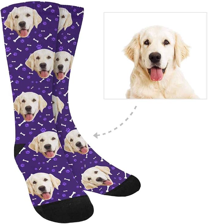 MyPupSocks Custom Personalized Photo Pet Face Socks, Cat and Dog Tracks Paws - Image 3