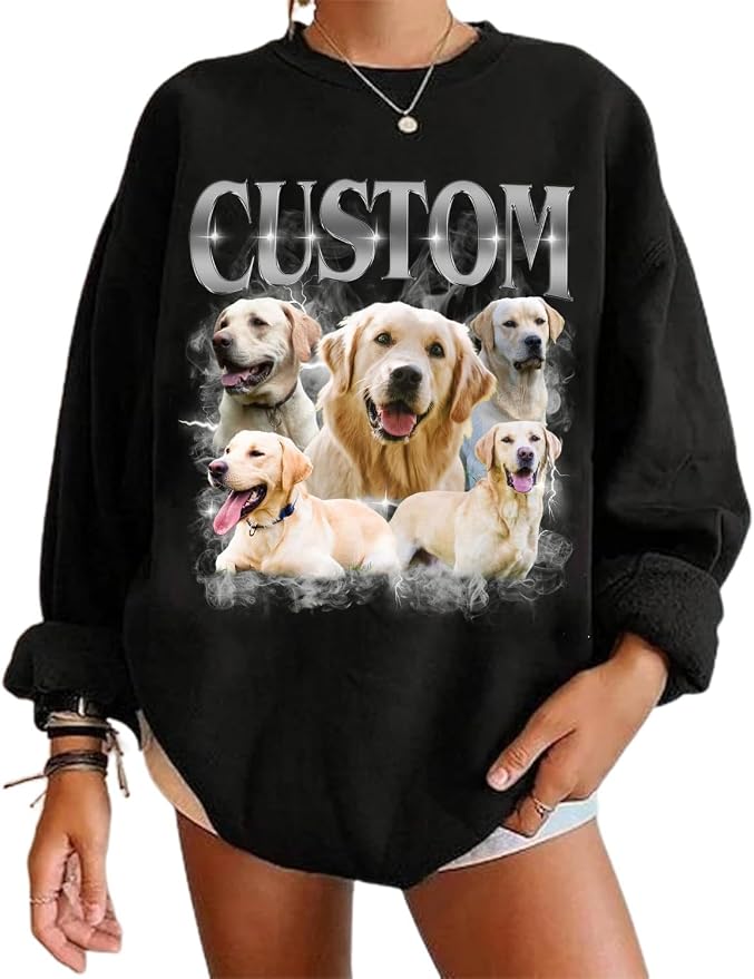 NAZENTI Personalized Dog Mom Sweatshirt, Custom Design Your Own Shirt From Photo by Nazenti