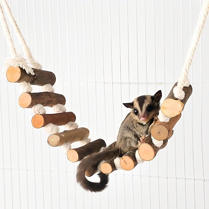 Joyzan Rope Ladder Bird Toy, Wood Stairs Climbing Activity Attachment Natural - Image 4