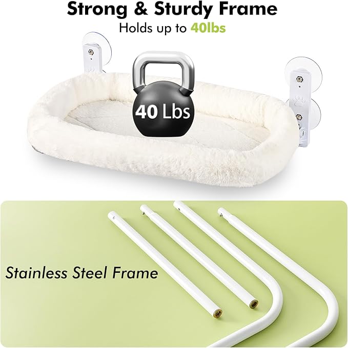 AMOSIJOY Cordless Cat Window Perch, Window Hammock - Image 6