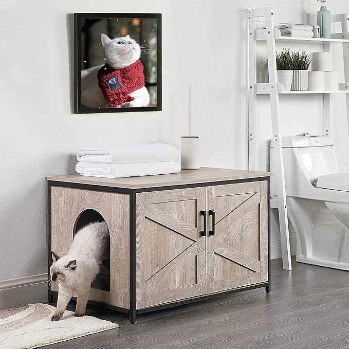 unipaws Top Opening Cat Litter Box Enclosure, Flip Top XL Extra Large Cat Box - Image 8