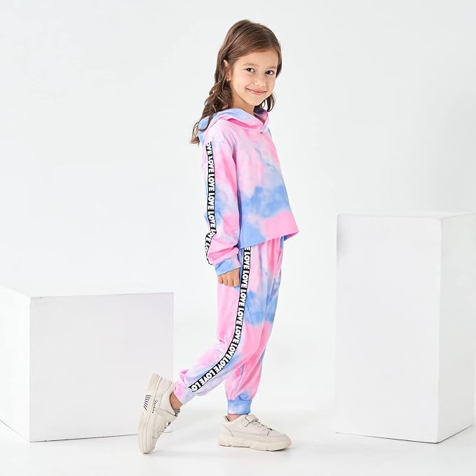 Toddler Baby Girls Clothes Long-sleeve Tie Dye Hoodie Sweatshirt Pants Hooded - Image 3