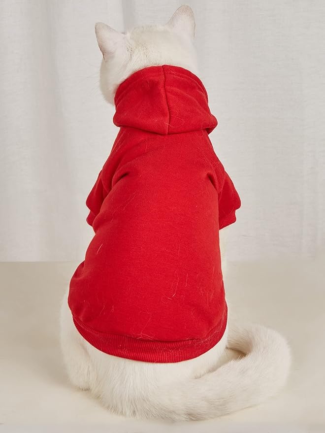 QWINEE Basic Dog Hoodie Sweatshirt Puppy Sweater Warm Cat Costumes Pet Clothes - Image 2