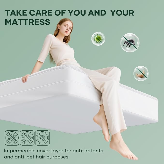 OhGeni 100% Waterproof Zippered Mattress Protector, Queen Size Mattress - Image 3