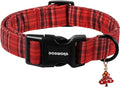 DOGWONG Christmas Plaid Dog Collar, Cute Adjustable Red Collar by DOGWONG