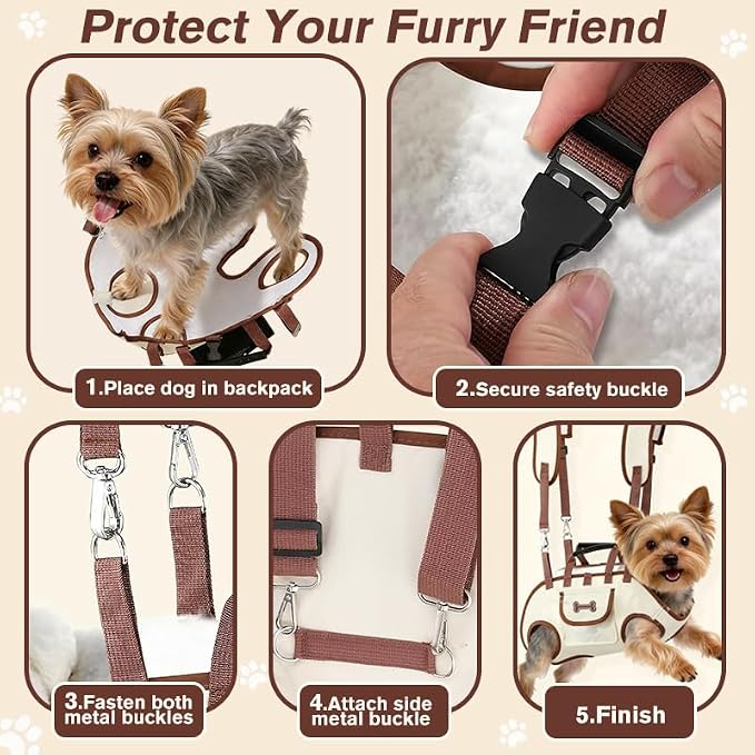 Dog Backpack Carrier for Small Dogs, Dog Lift Harness Adjustable Padded - Image 5
