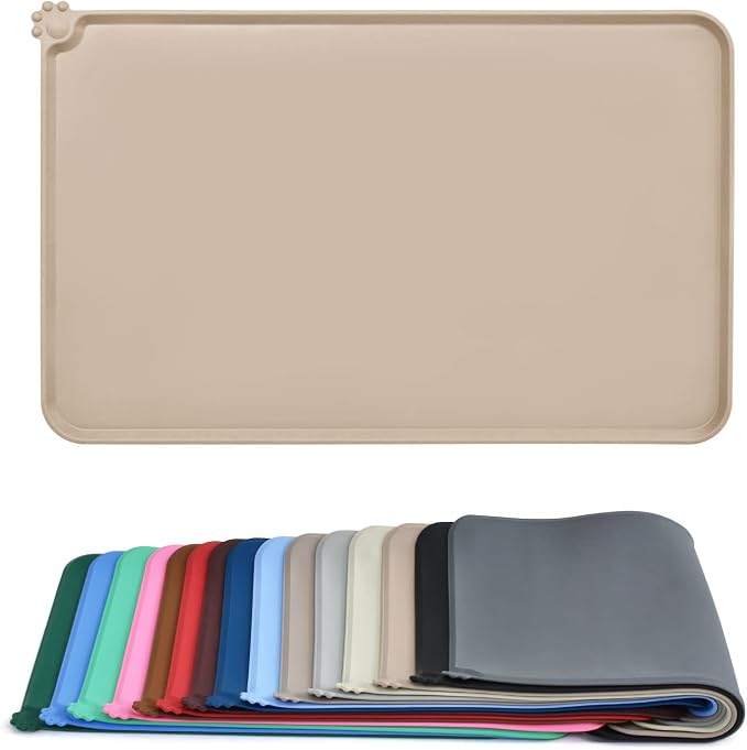 AUDWUD Silicone Waterproof Pet Feeding Mats, Anti Slip Bowl Pad, Dog Mat by AUDWUD