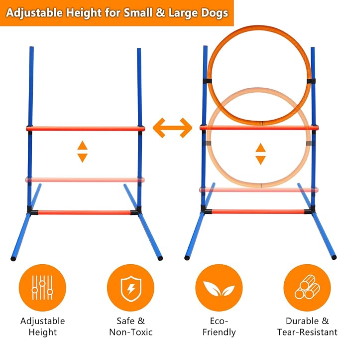 Premium Dog Agility Equipment Set Outdoor Indoor Game, Tire Jump + Hurdle Jump - Image 7