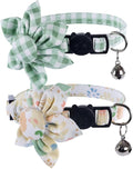 Cat Collar Breakaway with Cute Sunflower and Bell Plaid Flower by Lamphyface