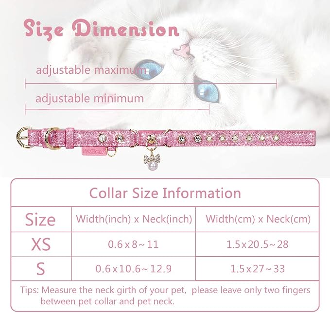 PetsHome Cat Collar, Dog Collar, PU Leather Adjustable Pet Collar - Image 6