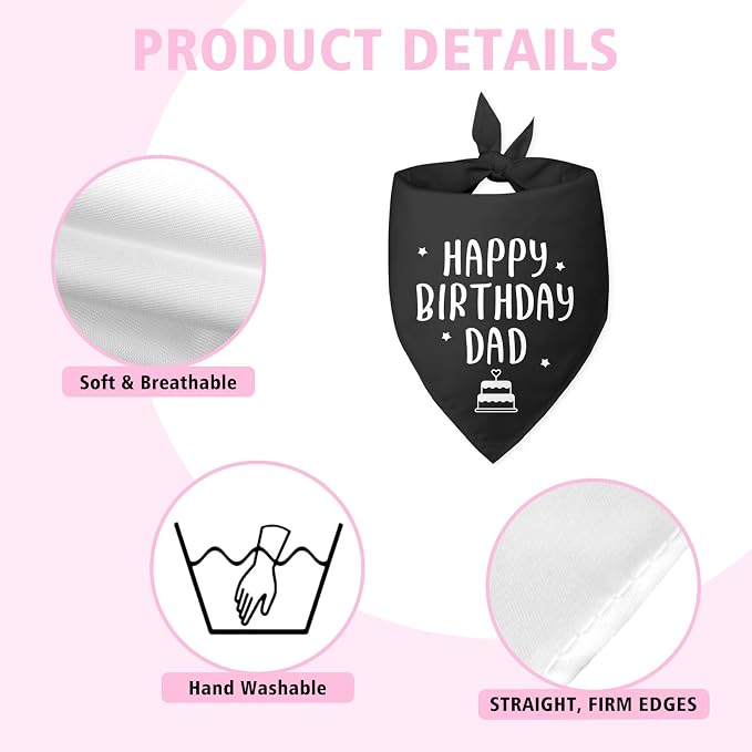 Happy Birthday Dad Dog Bandana for Dogs Black Bandana Funny Birthday Photo Prop - Image 6
