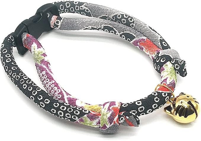 PetSoKoo Cat Collar with Kitty Face Bell. Cute Japan Chirimen Kitten Collar. - Image 2