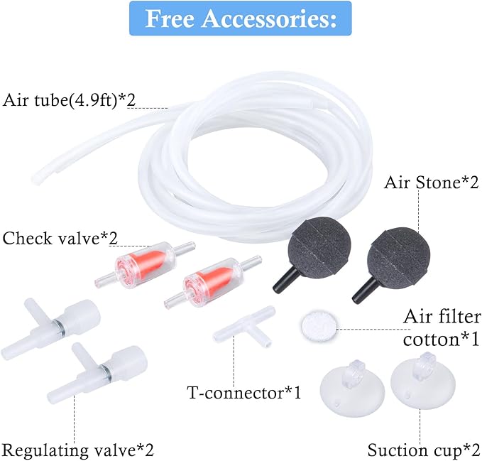 HITOP Dual Outlet Aquarium Electric Air Pump, Whisper Adjustable Fish Tank - Image 2