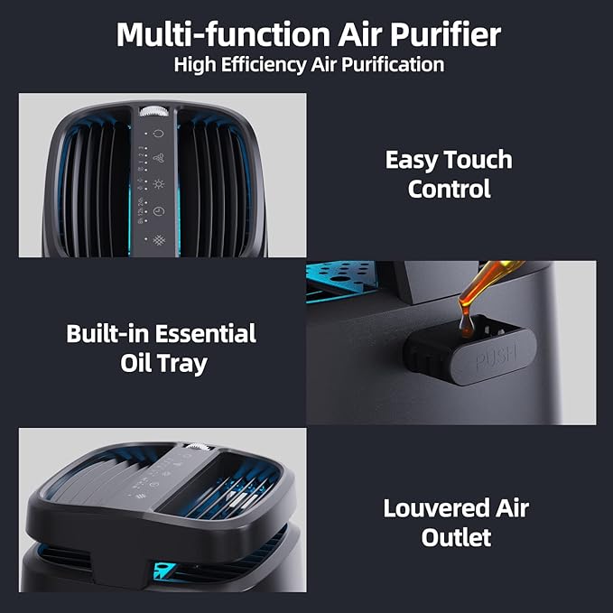 POMORON 4-in-1 Air Purifiers for Home, Air Ionizer Negative Ion Generator - Image 9