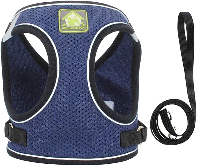 FEimaX Dog & Cat Harness Set, No Pull, Reflective, Adjustable, Soft Mesh - Image 3