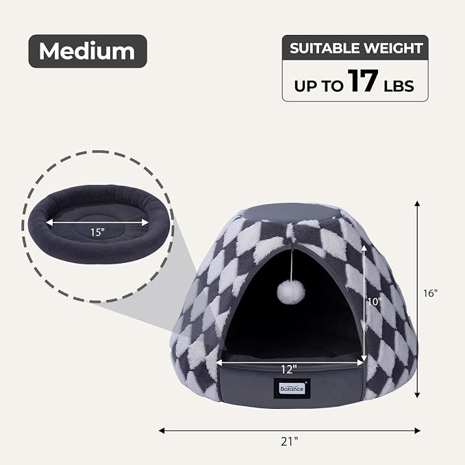 BALANCE Cat Beds for Indoor Cats, 2-in-1 Cat Bed Cave - Image 5