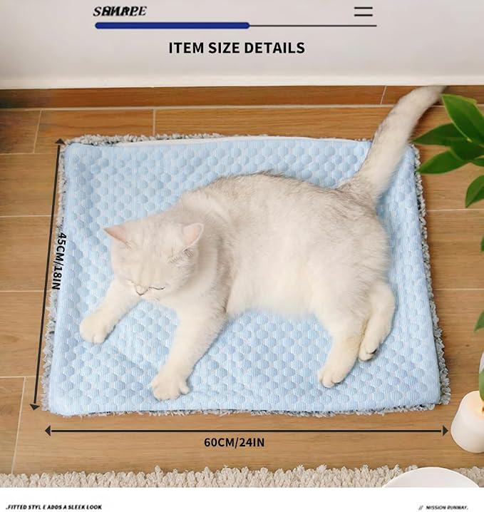 Two Uses'Cat Mat, Self Warming&Cooling Cat Mat.18 * 24in-Cooling Cat - Image 9