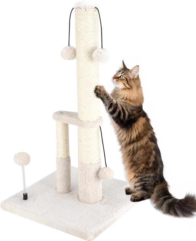 Dimaka Tall Cat Scratching Post, Double Lower Posts Extra Stable Cat Post Tree by DIMAKA