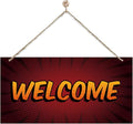 Welcome Sign for Front Door, Front Door Wooden Hanging Sign, Comic Style by corner+wind