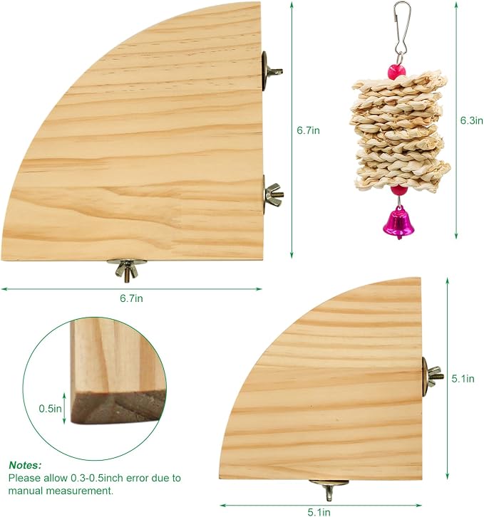 2 Pack Bird Perch Platform, Parrot Stand Sector Playground Wood Perch Stand Toy - Image 2