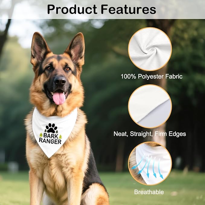 Bark Ranger White Dog Bandana, Funny Gifts - Image 3