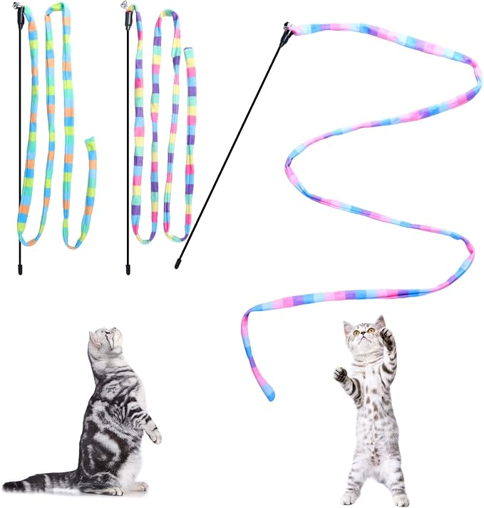 Cat Wand Toys Interactive Kitten Toys Cat Teaser Wand String Feather by M+JJYPET
