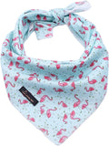 ARING PET Summer Dog Bandanas, Light Blue Flamingo Kerchief Triangle Bibs Scarf by ARINGPET