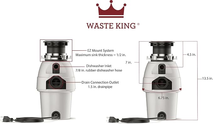 Waste King Legend Series Continuous Feed Garbage Disposal - Image 4