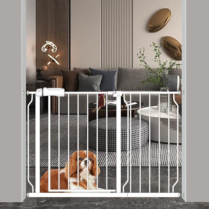 Safety Baby Gates for Doorway Stairs 43.5-48 Inch Extra Wide Child Gate for Kid by FlowerFrail