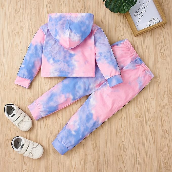 Toddler Baby Girls Clothes Long-sleeve Tie Dye Hoodie Sweatshirt Pants Hooded - Image 8