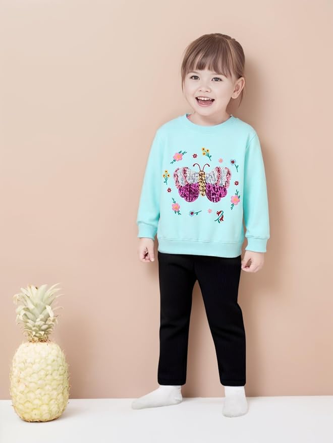 Toddler Baby Girls Cotton Sweater, Long Sleeve Crewneck Sweatshirt Pullover - Image 2