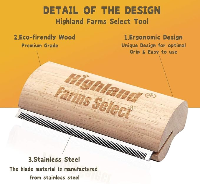 Deshedding Grooming Tool for Dogs, Cats & Horses, Ergonomic Design Wood Groom - Image 3