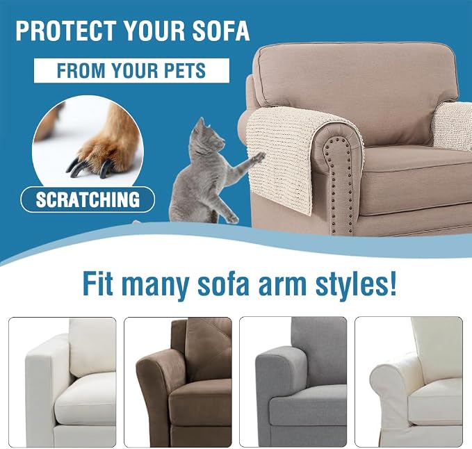 H.VERSAILTEX Plush Chenille Couch Armrest Cover 2 Packs Thick and Soft Sofa - Image 6