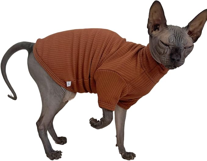 Sphynx Cats Shirt Cotton Hairless Cat Turtleneck Sweater Kitten T-Shirts - Image 2