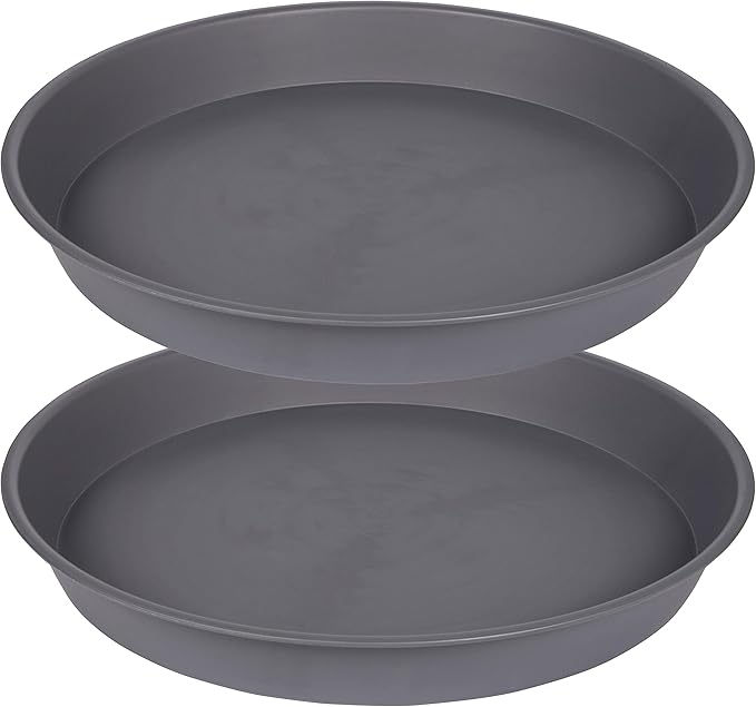 2 Pack of 8 inch Plant Saucer Clear, Heavy Duty Plastic Plant Water Tray 8 inch by Bleuhome