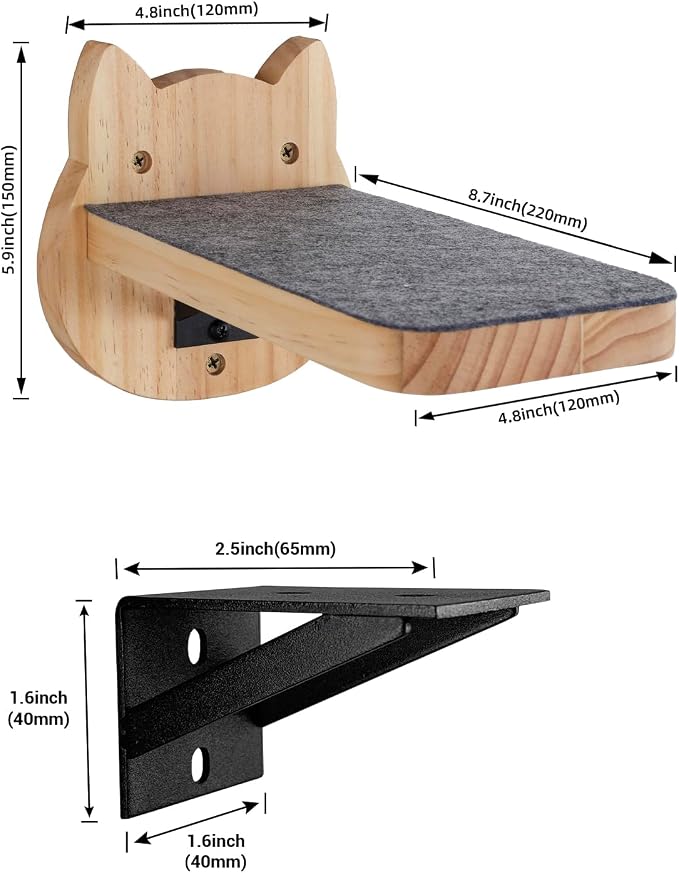 ESPETS Natural Solid Wood Cat Wall Floating Steps Set of 3 - Image 3