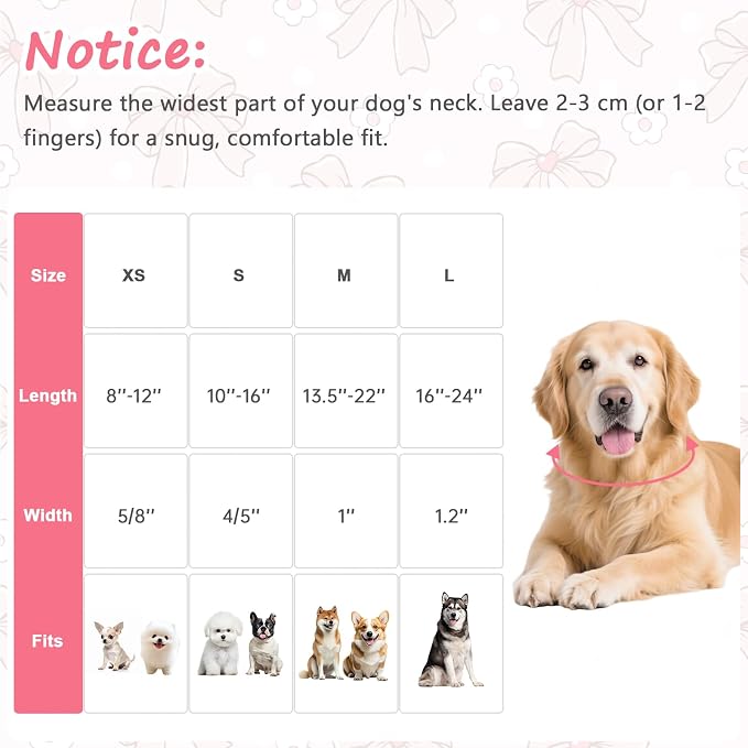 Pink Bow Dog Collar with Flower, Adjustable Cotton Puppy Collar, Cute Girl Boy - Image 2