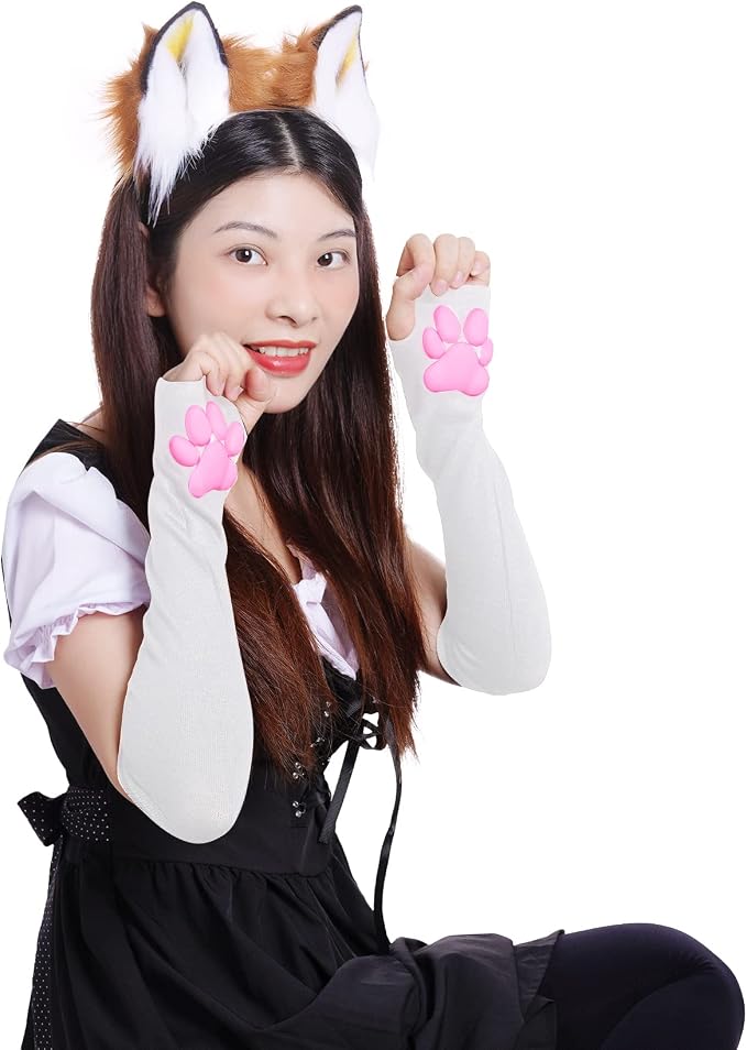 Nydotd Cat Paw Pad Mittens Gloves Kawaii Pink 3D Claw Fingerless Cute Cat - Image 4