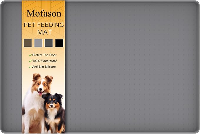 Mofason Pet Food Mat Waterproof Dog Mat 24”x16” Large – 0.5” inch Raised Edge by Mofason