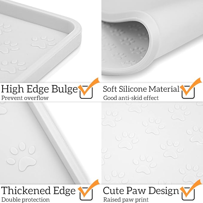 Ptlom Pet Placemat for Dog and Cat, Waterproof Silicone Pet Feeding Bowl Mats - Image 4