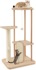 Tangkula Wood Cat Tree for Indoor Cats, Padded Perch, Hanging Toy, Minimalist by TANGKULA